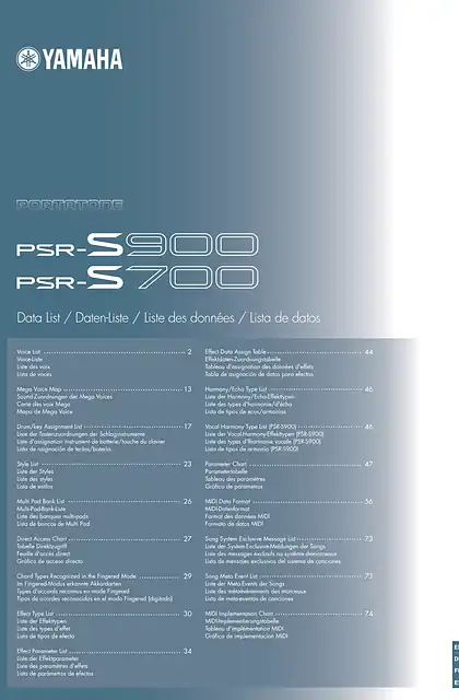 yamaha雅马哈PSR-S900_S700 Data List